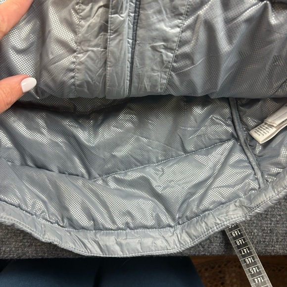 COLUMBIA Women’s Silver Puffer jacket Hooded Turbo Down 650TD Omni-heat Small - Picture 7 of 10